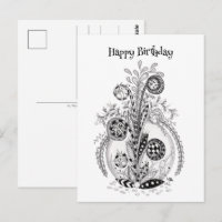Stylized Flowers Zen Doodle Art -