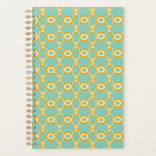 Stylized geometric pattern in bold orange hexagon planner