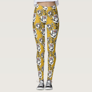 Stylized Hand Drawn Roses In Black And White Leggings