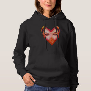 Stylized Heart With Beautiful Eyes - Valentine's D Hoodie