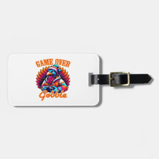 Stylized Hoodie Turkey Gamer with Distressed Orang Luggage Tag