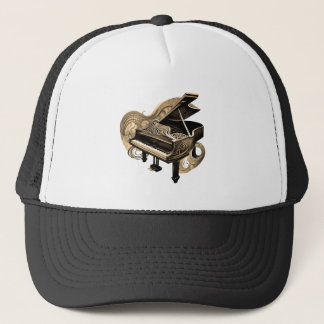 Stylized Line Art Sepia Piano  Trucker Hat