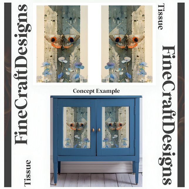 Stylized Moth Flowers Modern Decoupage L&R 148 Tissue Paper (Creator Uploaded)