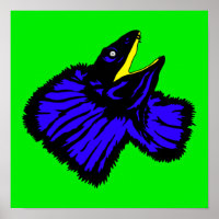 Stylized Neon Blue Frilled-neck Lizard