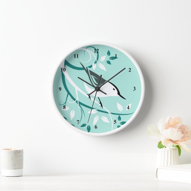 Stylized Nuthatch Wall Clock (Home)
