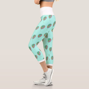 Stylized Pear Tree Leaf Texture Print Leggings