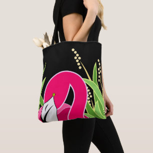 Stylized Pink Flamingo Tote Bag