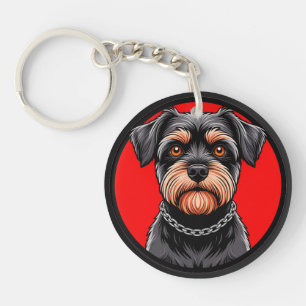 Stylized Portrait of a Black Terrier Key Ring