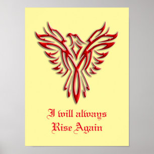 Stylized Red Phoenix, I will always Rise Again Poster