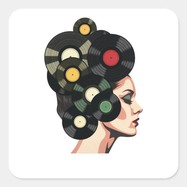 Stylized Retro Vinyl Record Poster Art Square Sticker (Front)