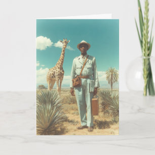Stylized Safari Portrait Giraffe Desert Landscape Card