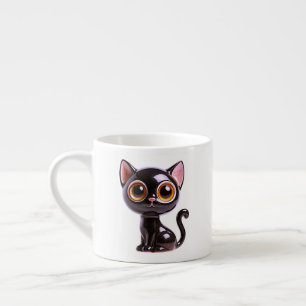 Stylized Sitting Black Cat, Espresso Cup