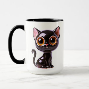 Stylized Sitting Black Cat Mug