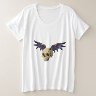 Stylized Skull with Angular Colorful Wings Plus Size T-Shirt