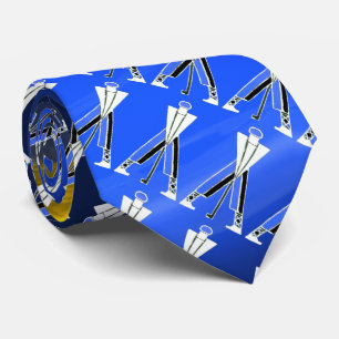 STYLIZED WHITE BLUE GOLFER ,GOLF PLAYERS TIE