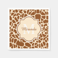 Stylsih Brown Giraffe Print Monogram and Name