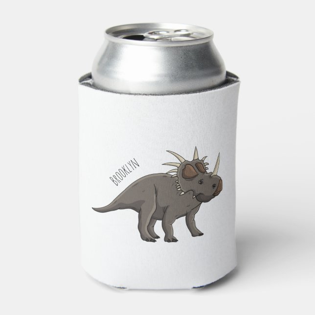 Styracosaurus cartoon illustration  can cooler (Can Front)