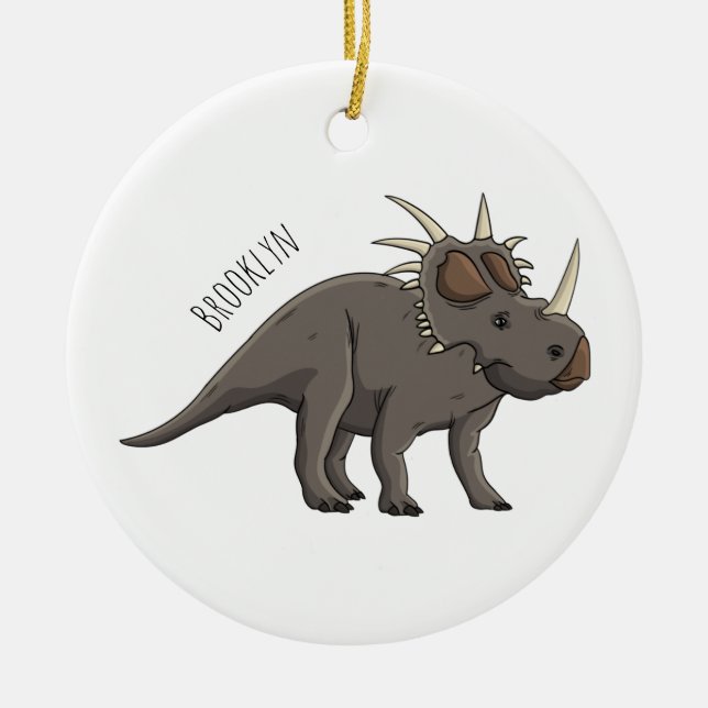 Styracosaurus cartoon illustration  ceramic tree decoration (Front)