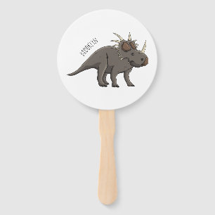 Styracosaurus cartoon illustration hand fan