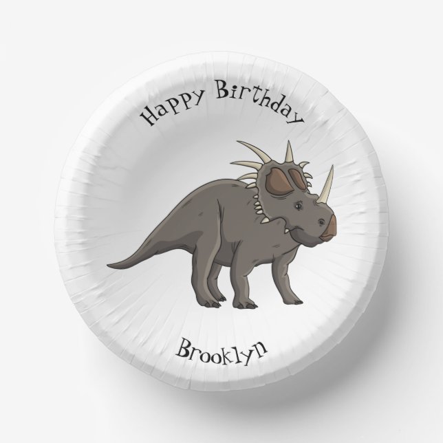 Styracosaurus cartoon illustration paper plate (Front)
