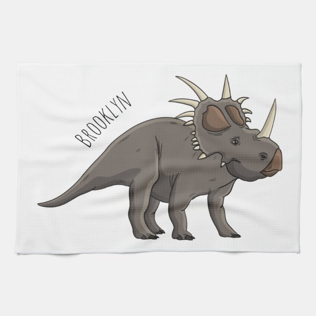 Styracosaurus cartoon illustration  tea towel (Horizontal)