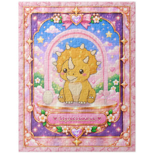Styracosaurus Dinosaur, Kawaii Art Jigsaw Puzzle