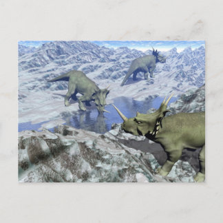 Styracosaurus near water- 3D render Postcard