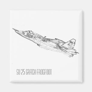 SU 25 Grach Soviet Frogfoot Plane Sketch Magnet