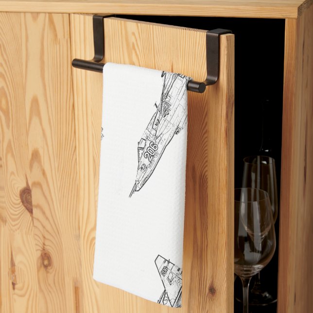 SU 25 Grach Soviet Frogfoot Plane Sketch Tea Towel (Thirds Fold)