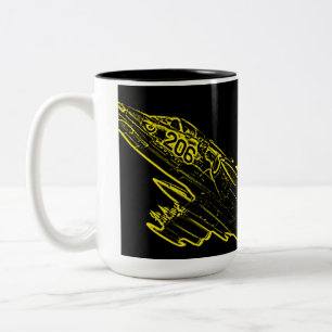 SU 25 Grach Soviet Frogfoot Plane Sketch Two-Tone Coffee Mug