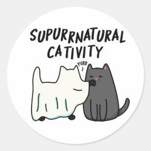 Su-purr-natural Cativity Funny Cat Pun Classic Round Sticker