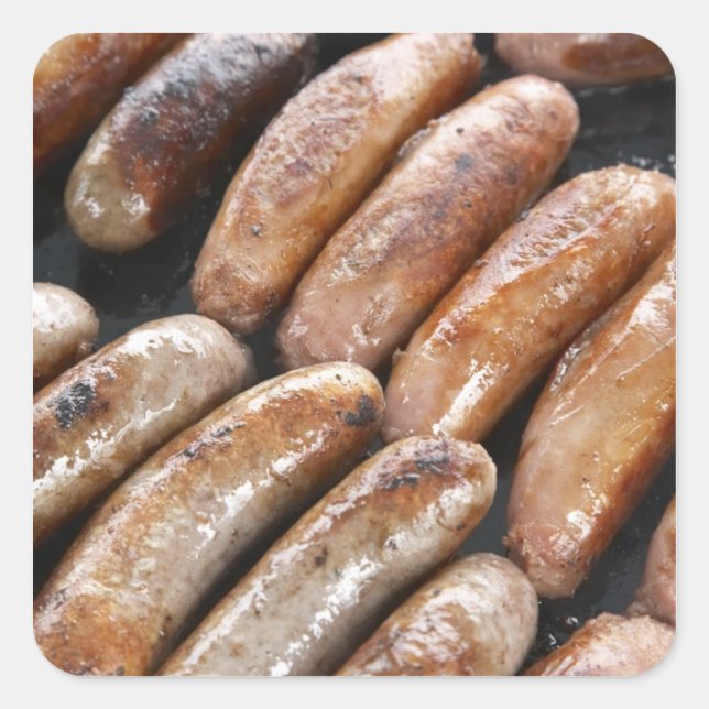 Suasages on Barbeque Square Sticker (Front)