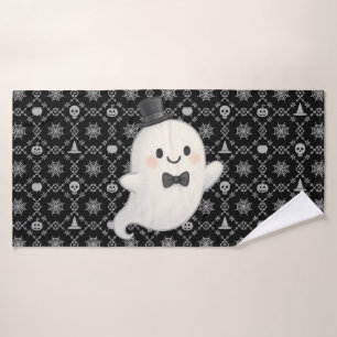 Suave cartoon ghost Halloween Bath Towel