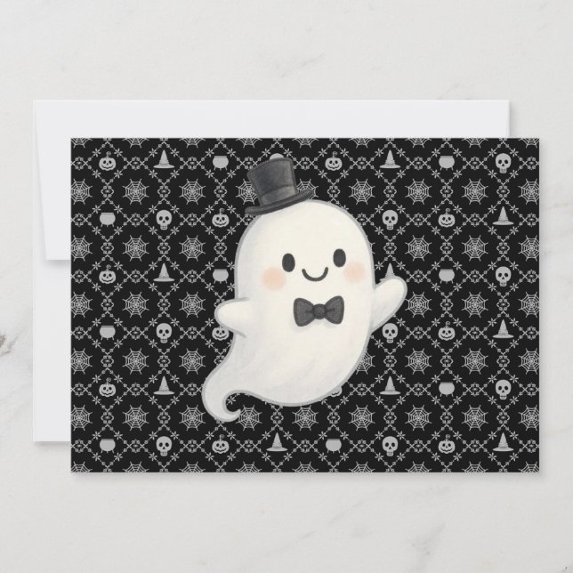 Suave cartoon ghost Halloween  Invitation (Front)