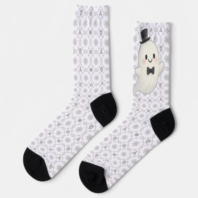 Suave cartoon ghost Halloween  Socks (Left)