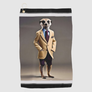 Suave Looking Meerkat Means Business, Golf Towel