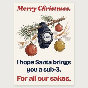 Sub-3 Running Watch Funny Christmas Card