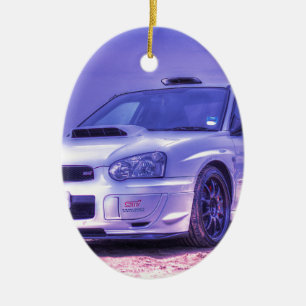 Subaru Impreza WRX STi Spec C in White Ceramic Tree Decoration