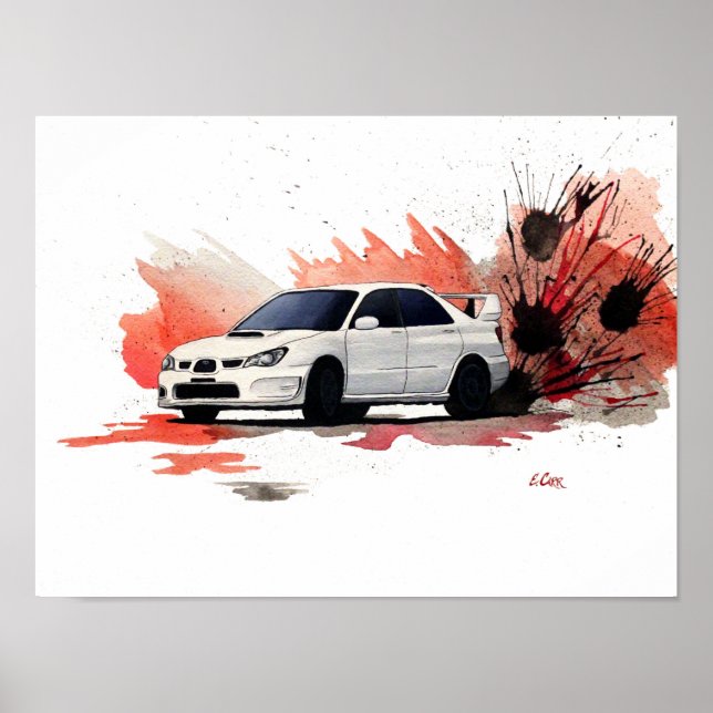Subaru STi Gouache Painting Poster (Front)
