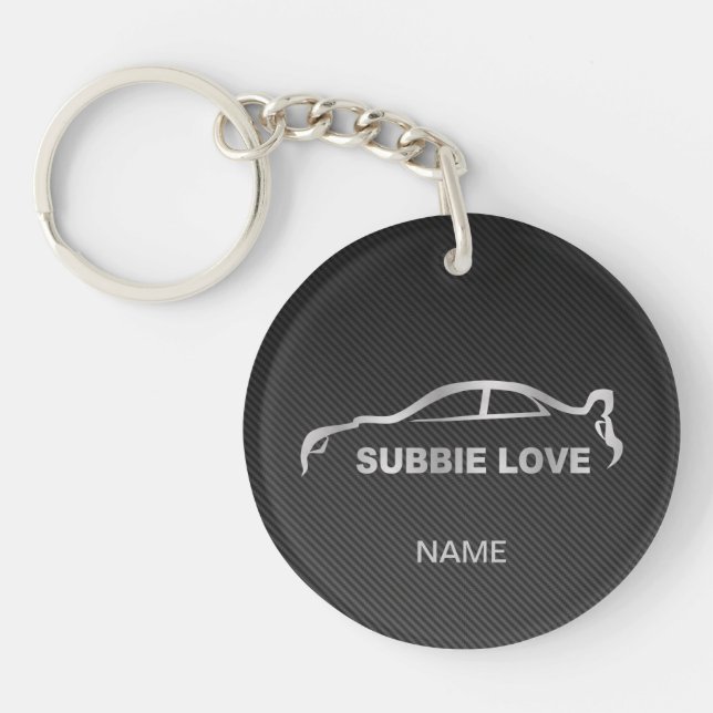 Subaru WRX Impreza STI Silver Silhouette Key Ring (Front)