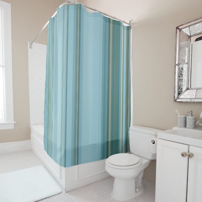 Subdue Colour Stripes Shower Curtain (In Situ)