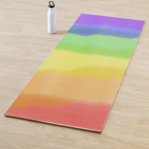 Subdue Watercolor Tones of the PRIDE Rainbow Flag Yoga Mat