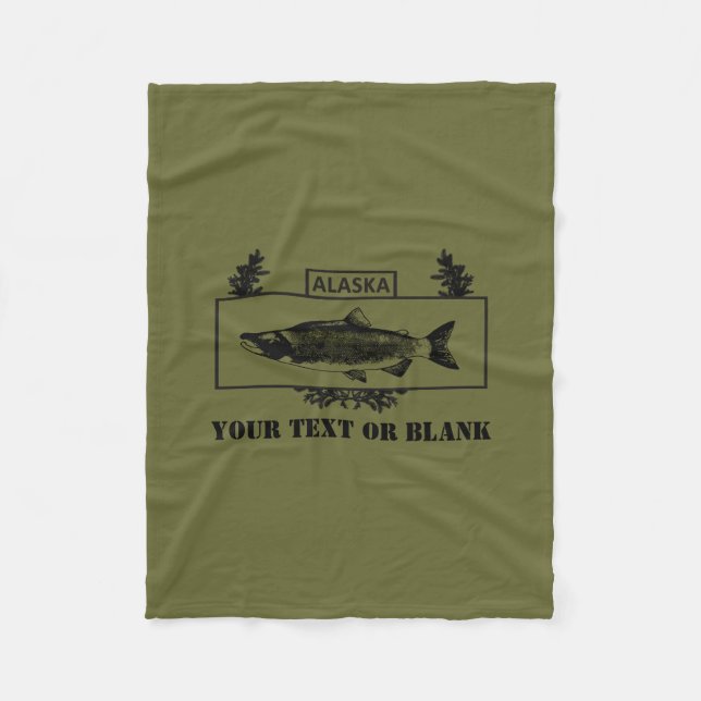 Subdued Alaska Combat Fisherman Badge Fleece Blanket (Front)