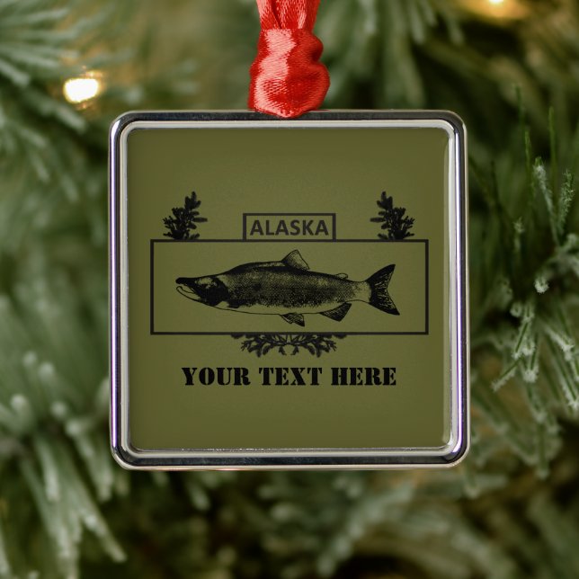 Subdued Alaska Combat Fisherman Badge Metal Tree Decoration (Tree)