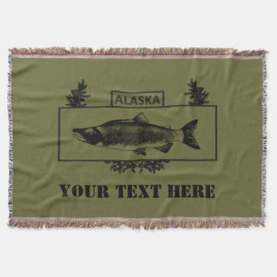 Subdued Alaska Combat Fisherman Badge Throw Blanket