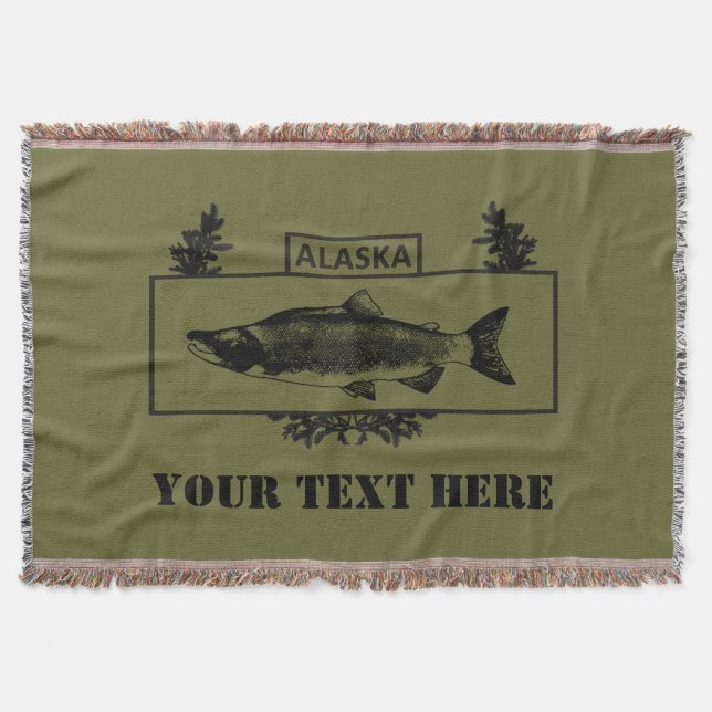 Subdued Alaska Combat Fisherman Badge Throw Blanket (Front)