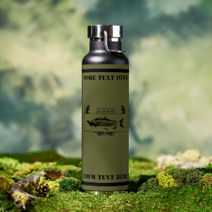 Subdued Alaska Combat Fisherman Badge Water Bottle