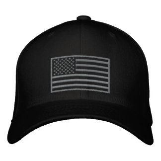 Subdued Colours U.S. Flag Embroidered Hat (Black)