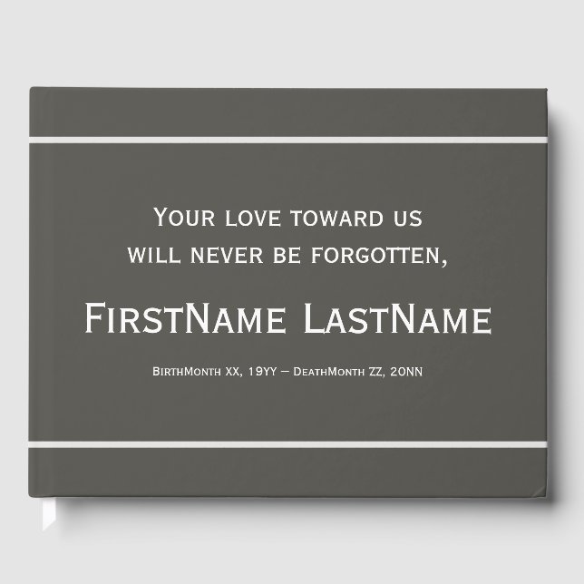 Subdued & Conservative Funeral Guestbook (Front)