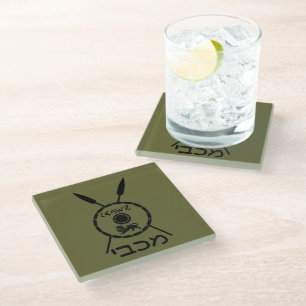 Subdued Maccabee Shield And Spears Glass Coaster